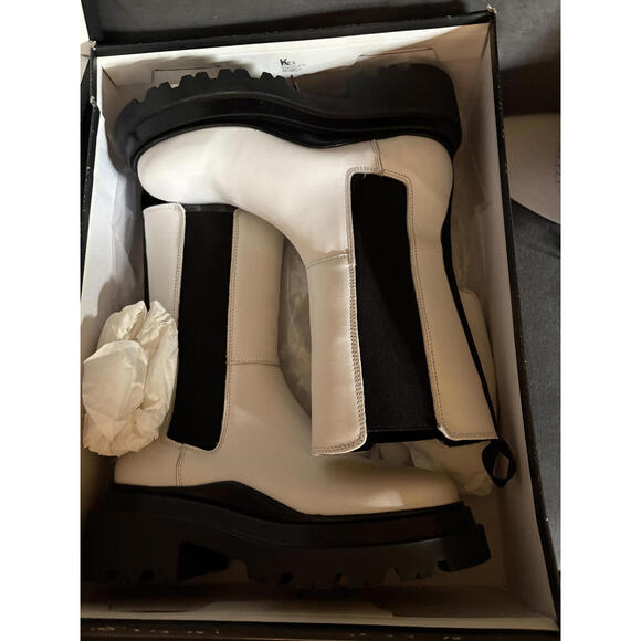 NEW Aqua White and Black Platform Boots - Bloomingdale's - Picture 1 of 2